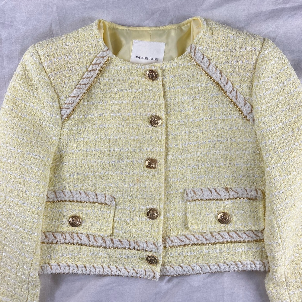 Avec Les Filles Yellow Tweed Chain Trim Set - Picture 5 of 16